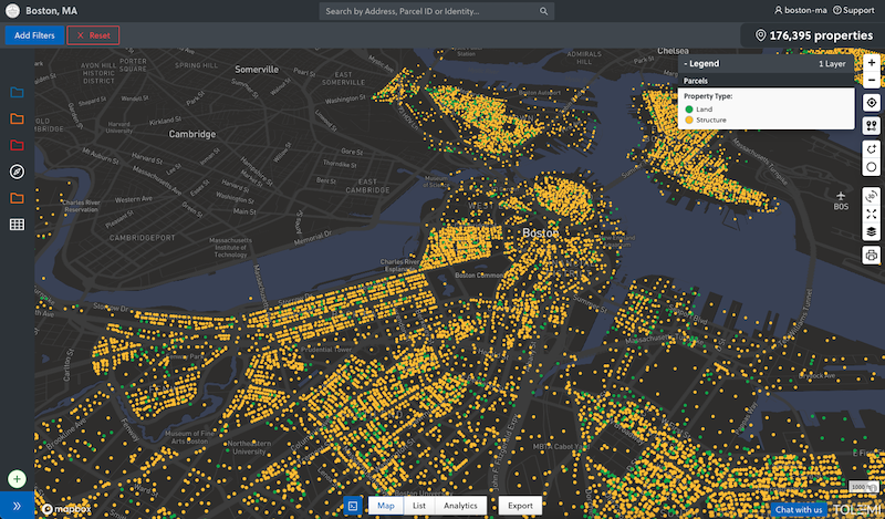 BuildingBlocks map view of connected city property data